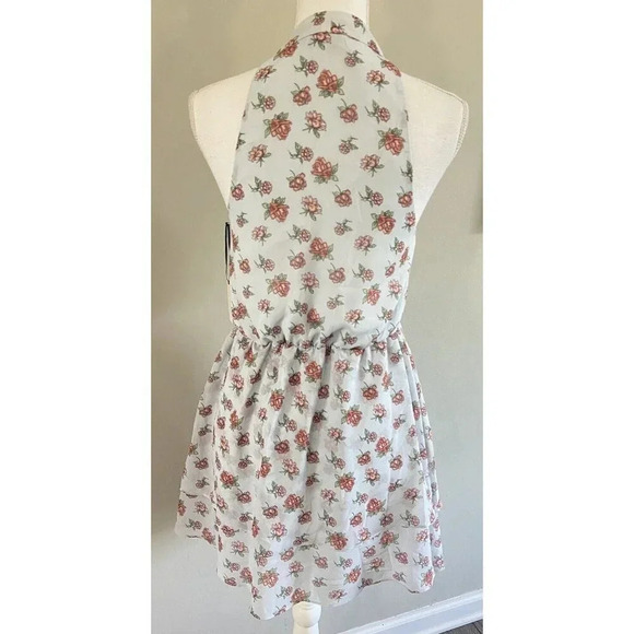 NWT Lovers + Friends Dress Fit Flare Tie Neckline Blue Pink Rose Print Small New - Picture 3 of 6